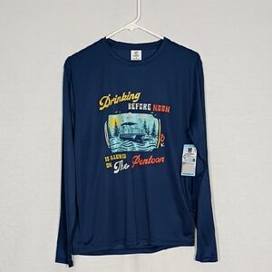 NWT Vapor Apparel Long Sleeve Swim shirt Drinking Before Noon Pontoon Mens SZ Sm